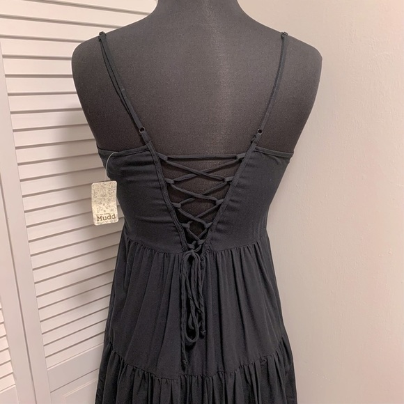 Nwt Black Ruffle Corset Lace Up Sexy Mini Dress - Picture 4 of 13